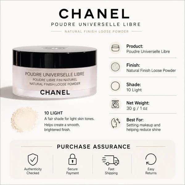 CHANEL Loose Powder 10 Light 30g | Natural Matte Finish CHANEL Loose Powder 10 Light 30g | Natural Matte Finish