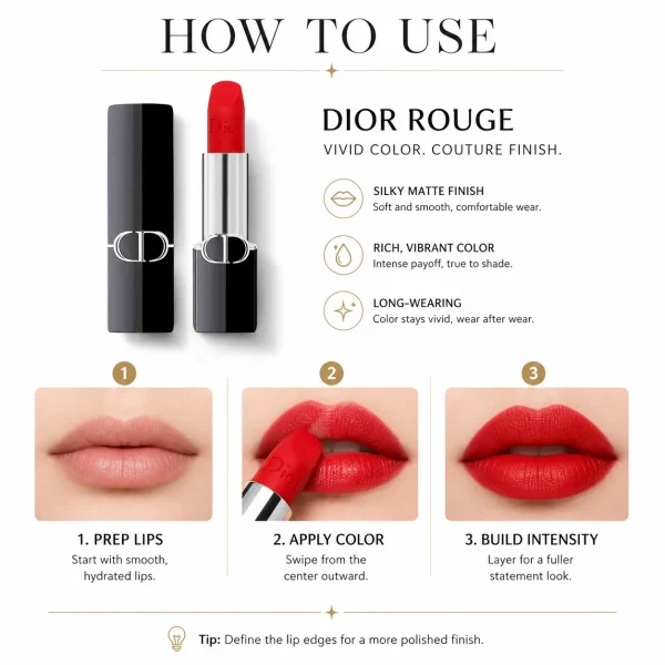 Dior Rouge Lipstick – Luxurious Color & Smooth Satin Finish