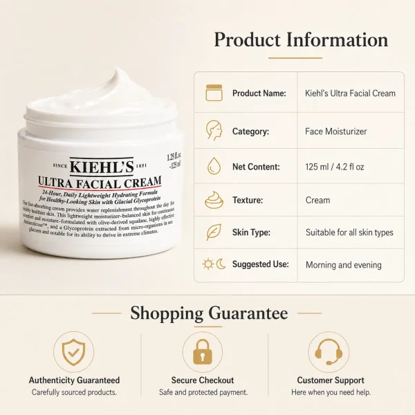 ChatGPT Image 2026年8月5日 12_19_34 (6) Kiehl's Ultra Facial Oil-Free Cream 125ml Large Size