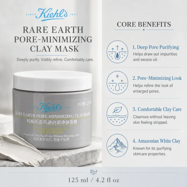ChatGPT Image 2026年8月5日 12_21_52 (3) Kiehl's Rare Earth Deep Pore Cleansing Mask 125ml
